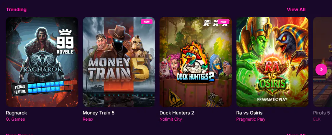 Kanuuna kasiino trendikad mängud koos tootjaga, sh Money Train 5 ja Duck Hunters 2