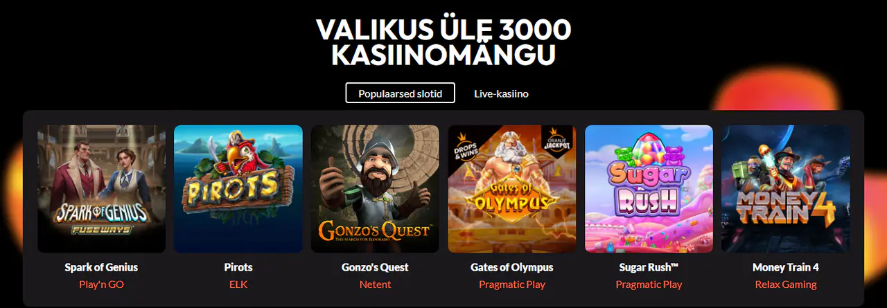 Winsly kasiino mänguvalik: populaarsete slotide rida koos tootjaga, sh Gonzo’s Quest ja Sugar Rush